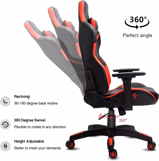 Office Racing Computer Reclining Leather Silla Gamer Direct Sales Gaming Chair with Footrest