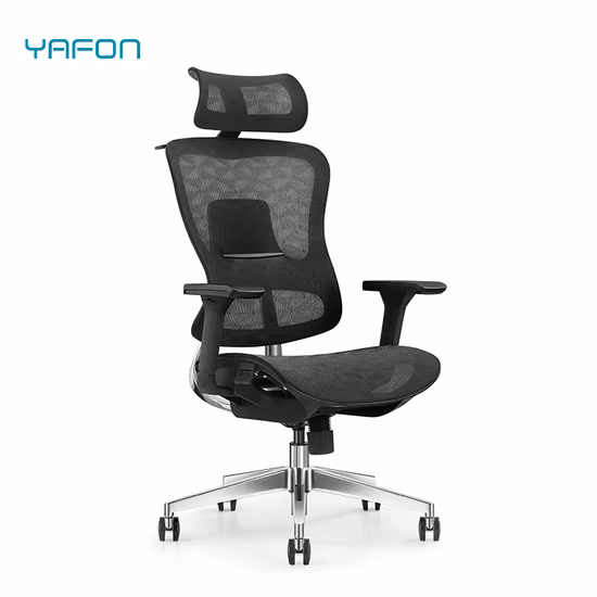 Silla ergonómica de oficina de malla con respaldo alto y reposacabezas ajustable en 3D de diseño único